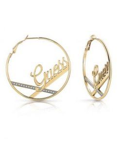 Aros Guess UBE78077 fabricados en acero inoxidable chapado en oro amarillo.